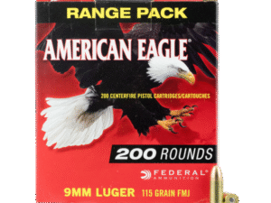 Federal American Eagle Competition Ammo Brass 9mm 200-Rounds 115 Grain FMJ
