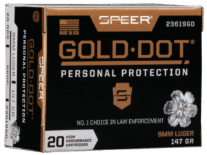 Speer Gold Dot Personal Protection Ammo 9mm 20-Rounds 147 Grain Hollow Point