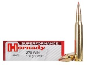 Hornady Superformance GMX Ammunition 270 Winchester 130 Grain GMX Boat Tail Lead-Free Box of 20 good sale