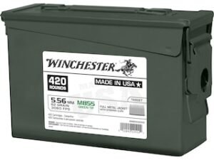 Winchester Ammunition 5.56x45mm NATO 62 Grain M855 SS109 Penetrator Full Metal Jacket Boat Tail 10 Round Clips in Ammo Can good sale