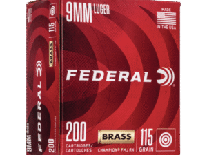 Federal Champion Training Brass 9mm 115 Grain 200-Rounds FMJ