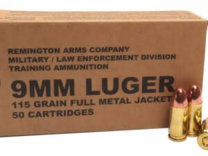 9mm 9×19 Ammo 115gr FMJ Remington Military LE Training (B9MM3) 500 Round Case