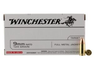 Winchester Ammunition FMJ 124 Grain Brass 9mm 50Rds