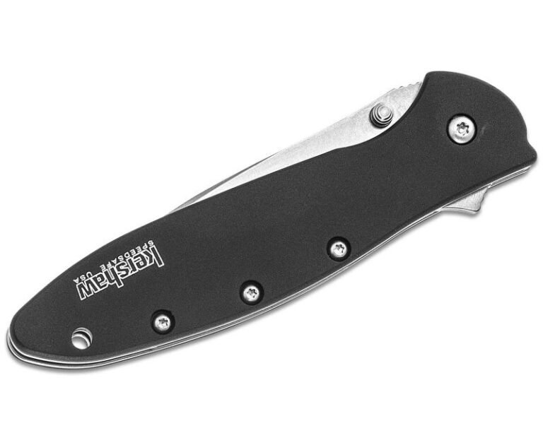 Kershaw Leek Folding Knife – 3″ Stonewash Plain Drop Point Blade with Assisted Flipper - Image 2